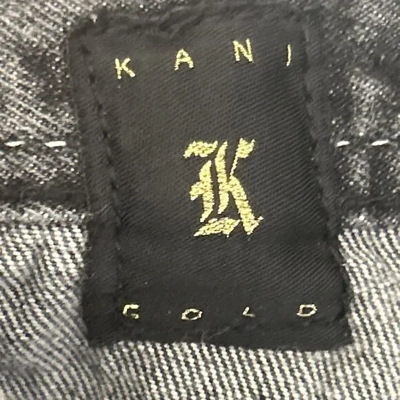 Karl Kani Gold Baggy Jeans Mens 36x32 Black Denim Hip Hop Y2K Jnco Southpole - Picture 6 of 7